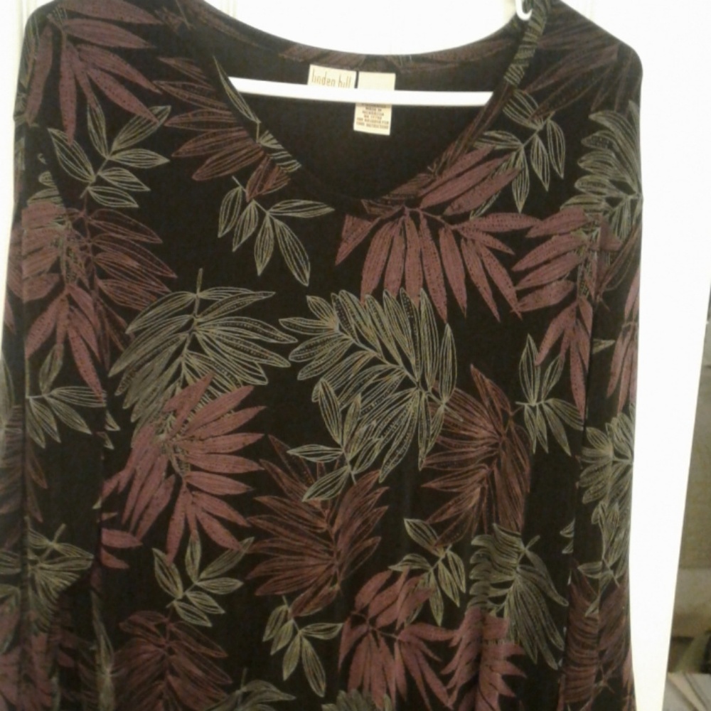 3/4  lengths sleeve leaf print